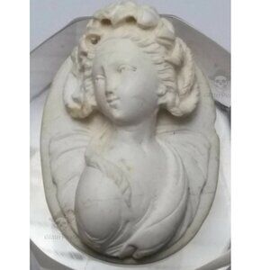 43mm Antique Victorian High-Relief Lava Rock Cameo - 23.1g Hand-Carved